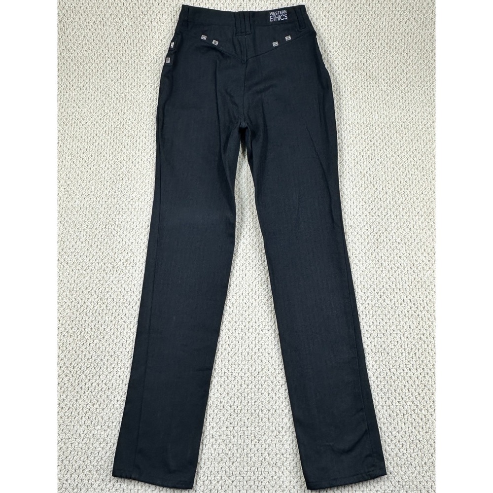 Vtg Western Ethics Jeans Womens 9 Black Bareback High Rise Mom Herringbone Twill